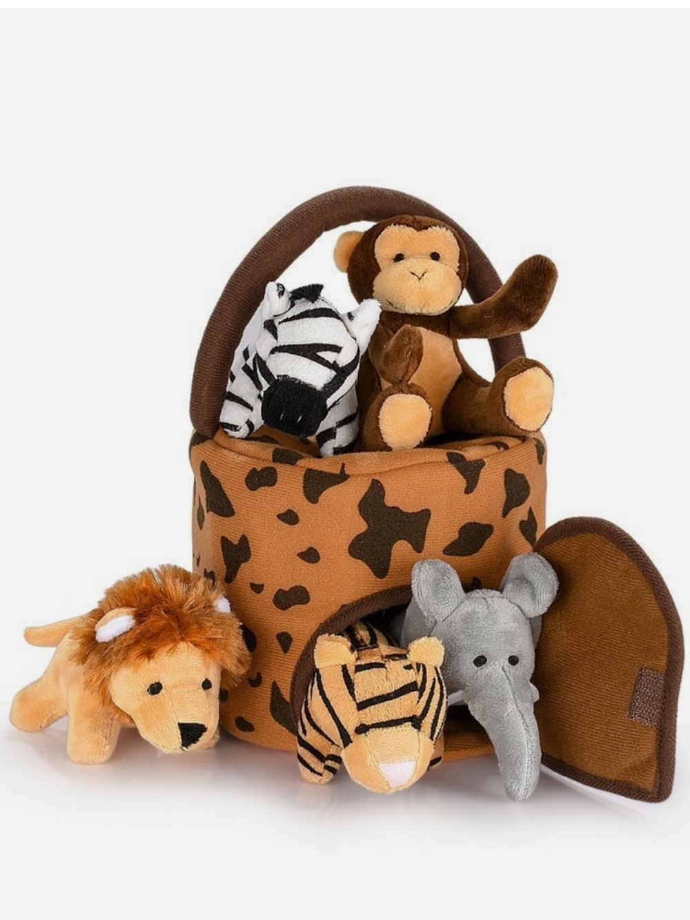 Hakol My Jungle House Plush Animal Set 5pc Sound Working Carry Case Safari